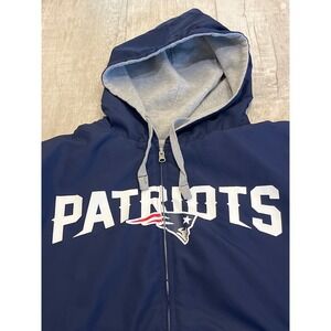 NFL New England Patriots Reversible Full Zip Hoodie Jacket Navy Grey Mens XL